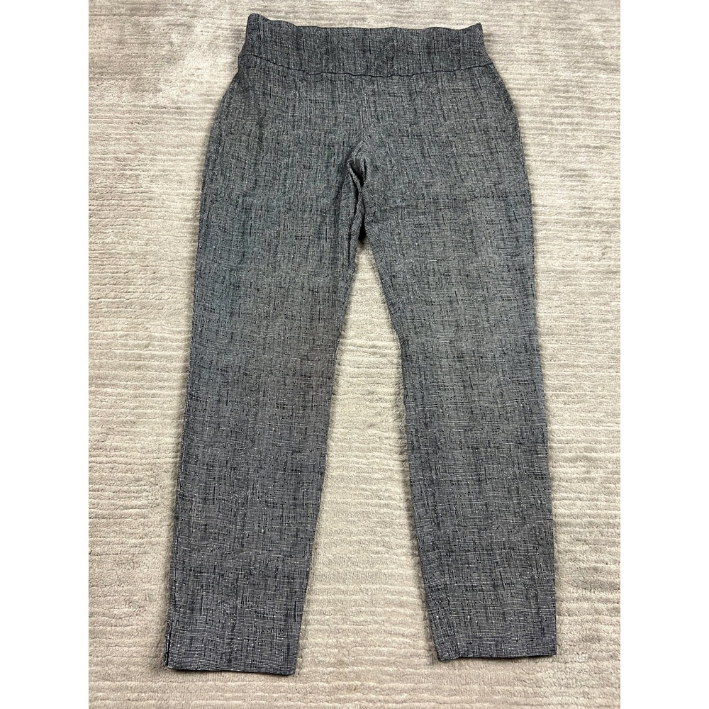 Cooper & Ella Pants Women 10 Black White Textured Pull On Tapered Career Stretch